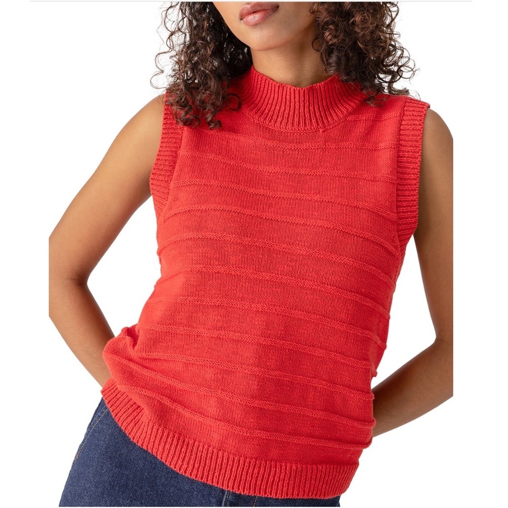 Sanctuary‎ Life Is Easy Mock Neck Sweater Vest Cherry Red XL